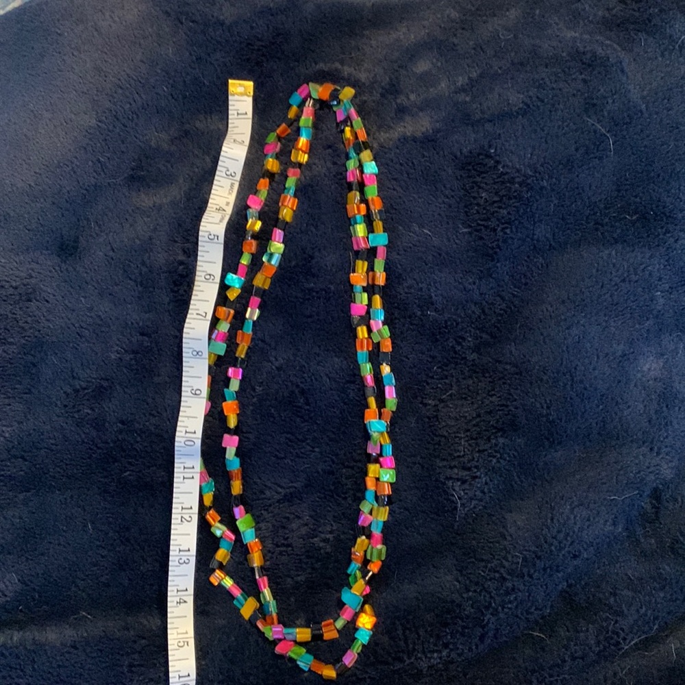 2 MultiColored triangular bead necklaces set